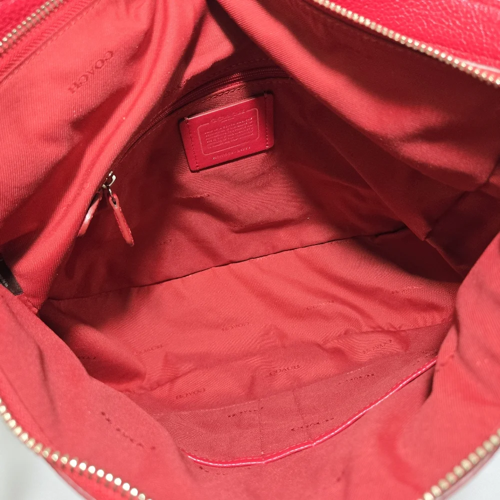 Coach Pebbled Leather Turnlock Hobo Red Purse